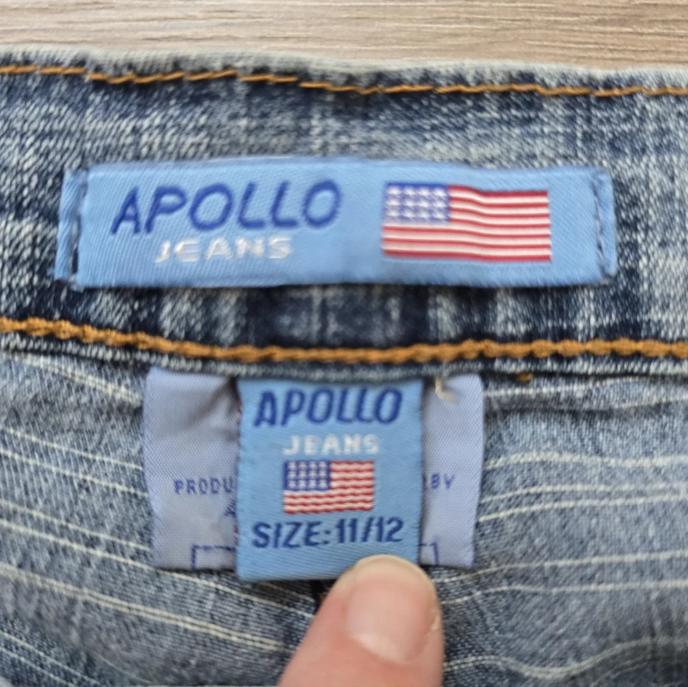 Y2K Apollo Jeans Straight Leg Capri Lowrise Front Pockets Button Detail Sz 11/12 - Picture 3 of 10